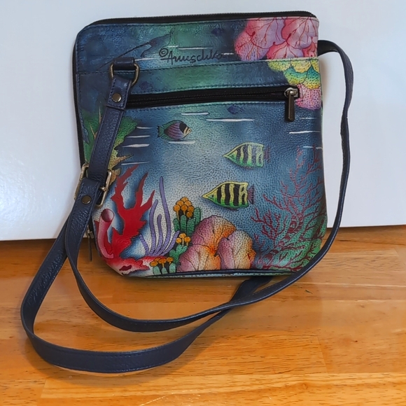 Anuschka Handbags - Anuschka Hand-Painted Blue Ocean Crossbody Bag